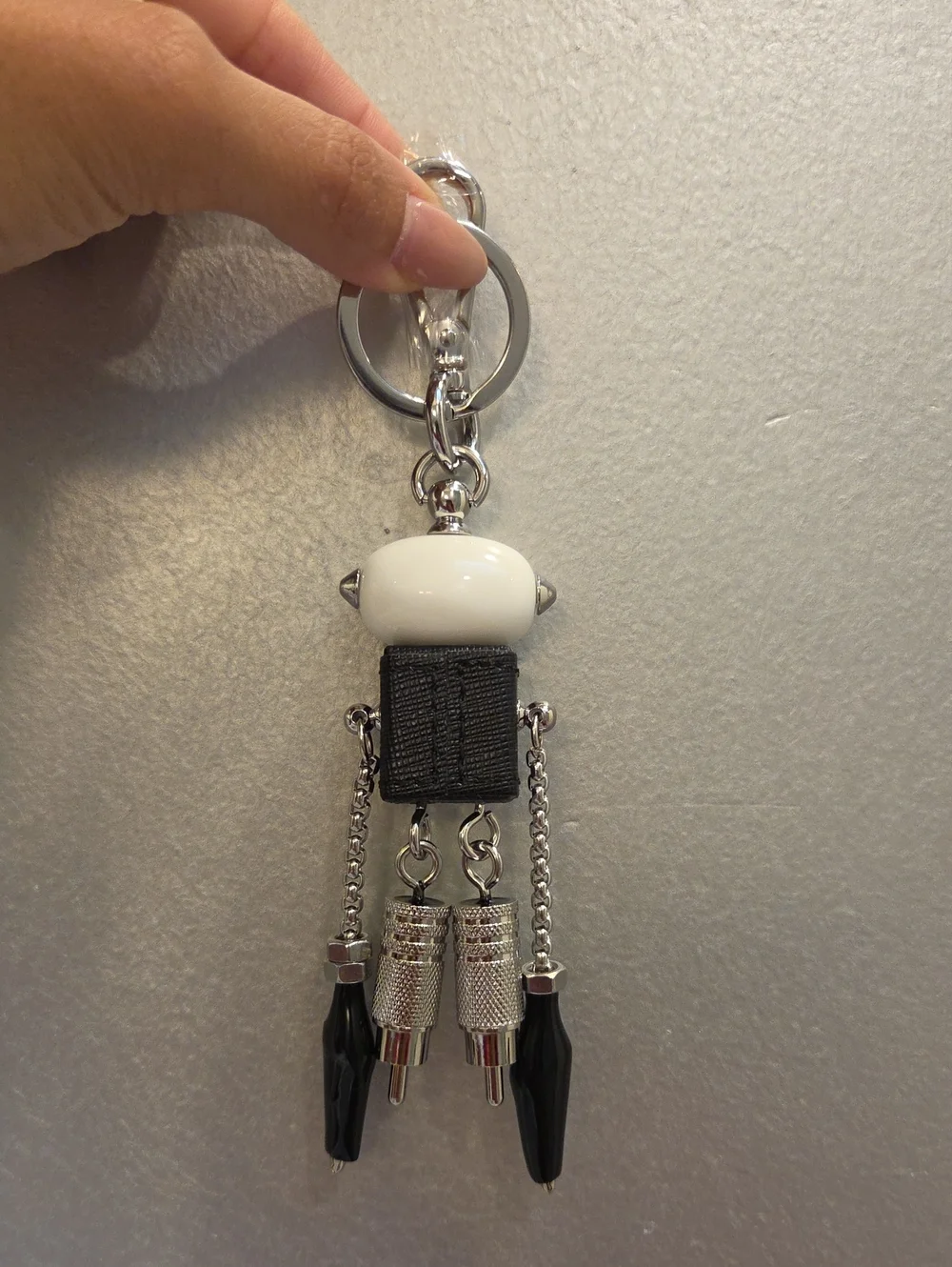 Prada Saffiano Leather Robot Keychain Key Chain Trick In SAKS NOW $775